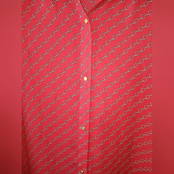 Liz Claiborne womens XXL red heart button down long sleeve blouse office wear - Picture 3 of 10